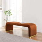 Modway Koda Performance Velvet Waterfall Long Bench - Brass/Rust-Stain-Resistant Fabric