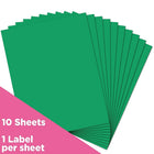 JAM Paper Full Page Labels - 8.5 x 11 Sticker Paper - AstroBrights Gamma Green - 10 Pack-Green