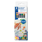 Staedtler 3001 C6-2 Double-Ended Watercolour Brush Pens - Australia - 6 Pack-One pen – two tips, flexible brush and thin tip
