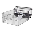 PawHut 22" H Small Animal Cage with Foldable Detachable Playpen - Black-Crafted from high quality steel wires which is weather-resistant and durability 