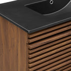 Modway Render 36" Wall-Mount Bathroom Vanity - Walnut/Black-Fixtures Not Included