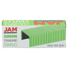 JAM Paper Standard Size Colourful Staples - Emerald Green - 5000 Pack-Size: Standard (0.5 x 0.25 inches) | 1/2 inch wide and 1/4 inch length