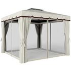 Outsunny 10 ft W x 10 ft L Outdoor Patio Gazebo with Sidewalls - Cream White-10' x 10' outdoor gazebo canopy tent with a 9-foot tall peak
