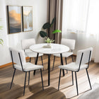 Homy Casa Modern Upholstered Dining Chair - Ivory Beige Fabric  with Black Metal Legs - 4 Pack-Durable Construction: Built to last with high-quality materials that withstand daily use.