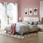 Modway Melanie Tufted Button Upholstered Performance Velvet Full Platform Bed - Ivory-Velvet Polyester Upholstery