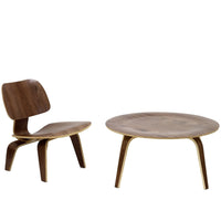 Modway Fathom 2 Piece Living Room Set - Walnut-Table: Durable Molded Plywood