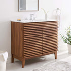 Modway Render 36" Bathroom Vanity - Walnut/White-MDF and Particleboard