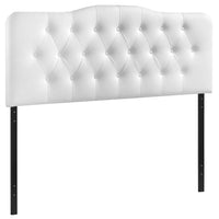 Modway Annabel Upholstered Vinyl Full Headboard - White-Elegantly tufted button headboard