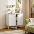 HOMCOM Modern 31.5" L Sideboard Buffet Cabinet with Fluted Doors - White-A 3-level adjustable shelf customizes storage for items of different heights