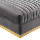 Modway Sanguine Channel Tufted Performance Velvet Modular Sectional Sofa Ottoman - Grey-Spring Coil System