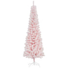 HOMCOM 6' Snow-Flocked Pencil Artifical Christmas Tree - Pink-Snow-flocked design adds a wintry touch 