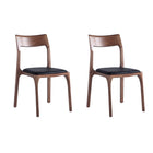 Manhattan Comfort Moderno 17.72" Modern Leatherette Upholstered Dining Chair - Walnut and Black - Set of 2-Modern Dining Chair Perfect for Dining Room and Restaurant Usage