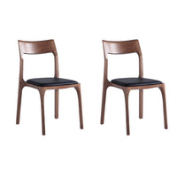 Manhattan Comfort Moderno 17.72" Modern Leatherette Upholstered Dining Chair - Walnut and Black - Set of 2-Modern Dining Chair Perfect for Dining Room and Restaurant Usage
