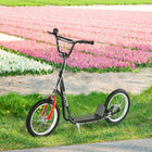 Aosom Youth Street Kick Scooter with 16'' Inflatable Wheel Dual Brakes - Black-No pedals, no gears, no brakes, kids walk along at their own speed 
