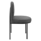 Modway Isla Channel Tufted Upholstered Fabric Dining Side Chair - Black/Charcoal-Channel Tufted Accents
