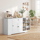 HOMCOM 55" Modern Sideboard Buffet Cabinet with Drawer & Side Storage Racks - White-Exclusive door racks store spices and snacks, reducing clutter 