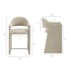 Modway Talia 37" Upholstered Fabric Counter Stool - Linen-Curved Back Barrel Design