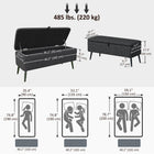 HOMCOM Linen Fabric Storage Ottoman Bench - Black-Thick sponge padding with linen surface bring a comfortable sitting experience