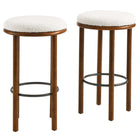 Modway Fable Boucle Fabric Bar Stools - Walnut Ivory - Set of 2-30 Inch Bar Stools - Set of 2