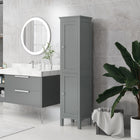 Kleankin Tall Bathroom Storage Cabinet with Adjustable Shelves - Grey-Elevated legs can prevent your items from moisture