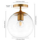 Hudson&Canal Bartlett 9" Wide Semi Flush Mount with Glass Shade - Brass/Clear-Clean with a soft, dry cloth and no harsh chemicals or abrasive cleaning materials