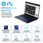 HP OmniBook Ultra Flip 14" 2-in-1 Copilot+ PC Laptop - Intel Ultra 7 258V – 2 TB SSD - 32 GB RAM - Windows 11 Home-Make the hard stuff easy with Intel Core Ultra processors. Accelerate AI experiences across hundreds of apps