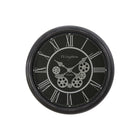Monarch Specialties Clocks 23" Round Wall Clock - Black -Sleek with a transitional style, this 23" round wall clock features a stunning moving gear mechanism design, for a timeless decorative accent