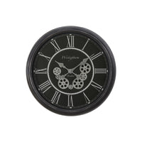 Monarch Specialties Clocks 23" Round Wall Clock - Black -Sleek with a transitional style, this 23" round wall clock features a stunning moving gear mechanism design, for a timeless decorative accent