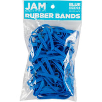 JAM Paper Durable Rubber Bands - Size 64 - Blue - 100 Pack-Colour: Blue | Colourful Elastic Rubberbands
