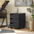 HOMCOM 3-Drawer Filing Cabinet with Wheels, Mobile - Black-4 smooth wheels (2 with locking) for mobility and stability 
