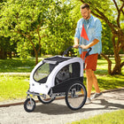 Aosom 2-In-1 Pet Stroller and Wagon with Suspension - White-Zippered front/ back doors for easy entry 