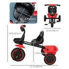 Qaba Toddler Tricycle with Adjustable Seat - Red-The stylish look will attract the kid's attention 
