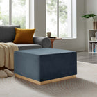 Modway Tilden Large 28" Square Performance Velvet Upholstered Ottoman - Cadet Blue/Natural-Dense Foam Padding