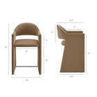 Modway Talia 37" Performance Velvet Counter Stool - Taupe-Curved Back Barrel Design