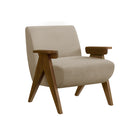 Monarch Specialties Upholstered 31"H Mid-Century Modern Accent Chair With Walnut Solid Wood Legs - Beige Fabric-This 31"H upholstered accent chair features a fashionable style with soft touch beige fabric and foam cushioning, making it a comfortable armchair for both living room and bedroom spaces.