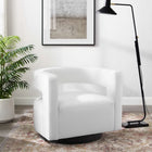 Modway Spin Cutaway Performance Velvet Swivel Armchair - White-Curved Cutaway Design