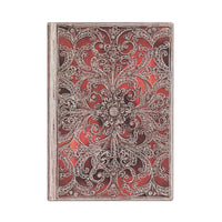 Paperblanks Midi Lined Softcover Flexi Journal - Garnet Silver Filigree-176 pages, 21 lines per page