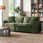 HOMCOM 3 Seater Upholstered Sofa Couch for Bedroom - Green-Robust steel frame supports up to 992 lb (450 kg)