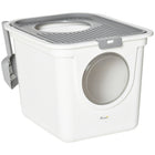 PawHut Enclosed Cat Litter Box with Scoop - White-Cats will enter through the front, then leave from the top, making it easy to get in and out 