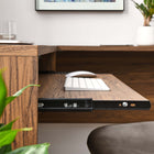 Modway Venture 55" L-Shaped Wood Office Desk - Walnut-Pull-Out Keyboard Tray