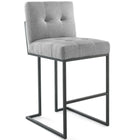Modway Privy Black Stainless Steel Upholstered Fabric Bar Stool - Black Light Gray-Glam Deco Bar Stool