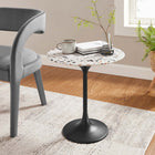 Modway Lippa 20" Round Terrazzo Side Table - Black Terrazzo-Black Powder-Coated Tapered Pedestal Base