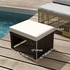 Outsunny Wicker Outdoor Ottoman with Removable Cushions - Khaki-Cushions with soft padding for optimal comfort, with zippered cushion covers