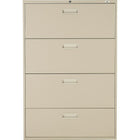 Staples Lateral File Cabinet, 4-Drawer, Sand-Positive interlocking system prevents tipping