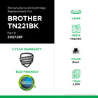 CIG Brother TN221BK Remanufactured Toner Cartridge - Standard Yield - Black-Environmentally Friendly: Remanufactured from an original Brother recycled cartridge