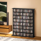 HOMCOM 8-Tier CD Shelf with 16 Compartments - Black-Suitable for various storage needs beyond media