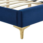 Modway Yasmine Channel Tufted Performance Velvet Full Platform Bed with Gold Metal Legs - Navy-Assembly Required