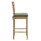 Modway Jax Oak Wood Bar Stool With Wavy Razor Back and Cushion - Weathered Oak Sage-Armless Design