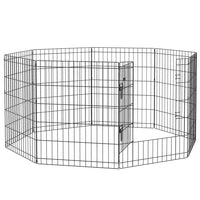 PawHut 30" Foldable Backyard Metal Pet Playpen-Black coated playpen provides long lasting protection against outdoor elements
