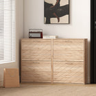HOMCOM Slim Shoe Storage Cabinet with 4 Flip Drawers for 12 Pairs - Oak-Melamine coating surface is easy cleaning